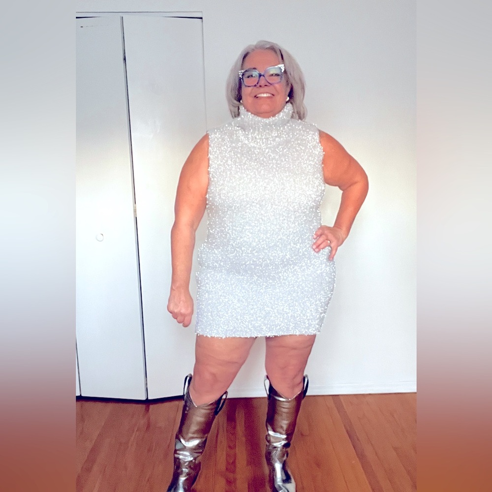Silver mini dress/tunic 2X